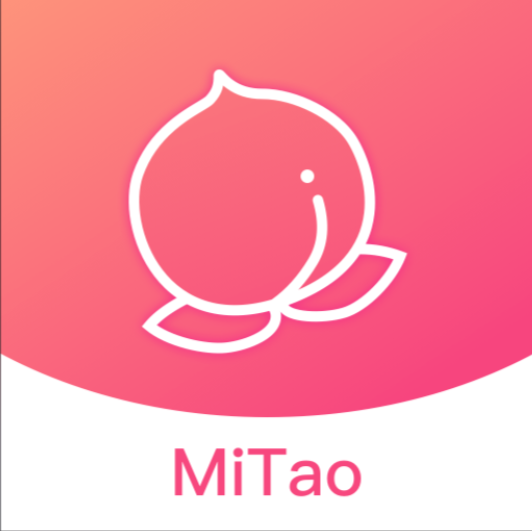 蜜桃视频画面观察例图：粉色背景上的白线蜜桃图形与 MiTao 字样